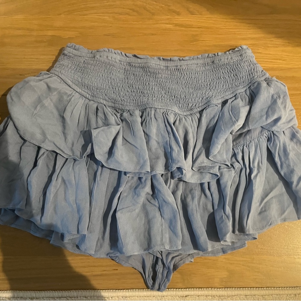 Blue Ruffled Mini Skirt